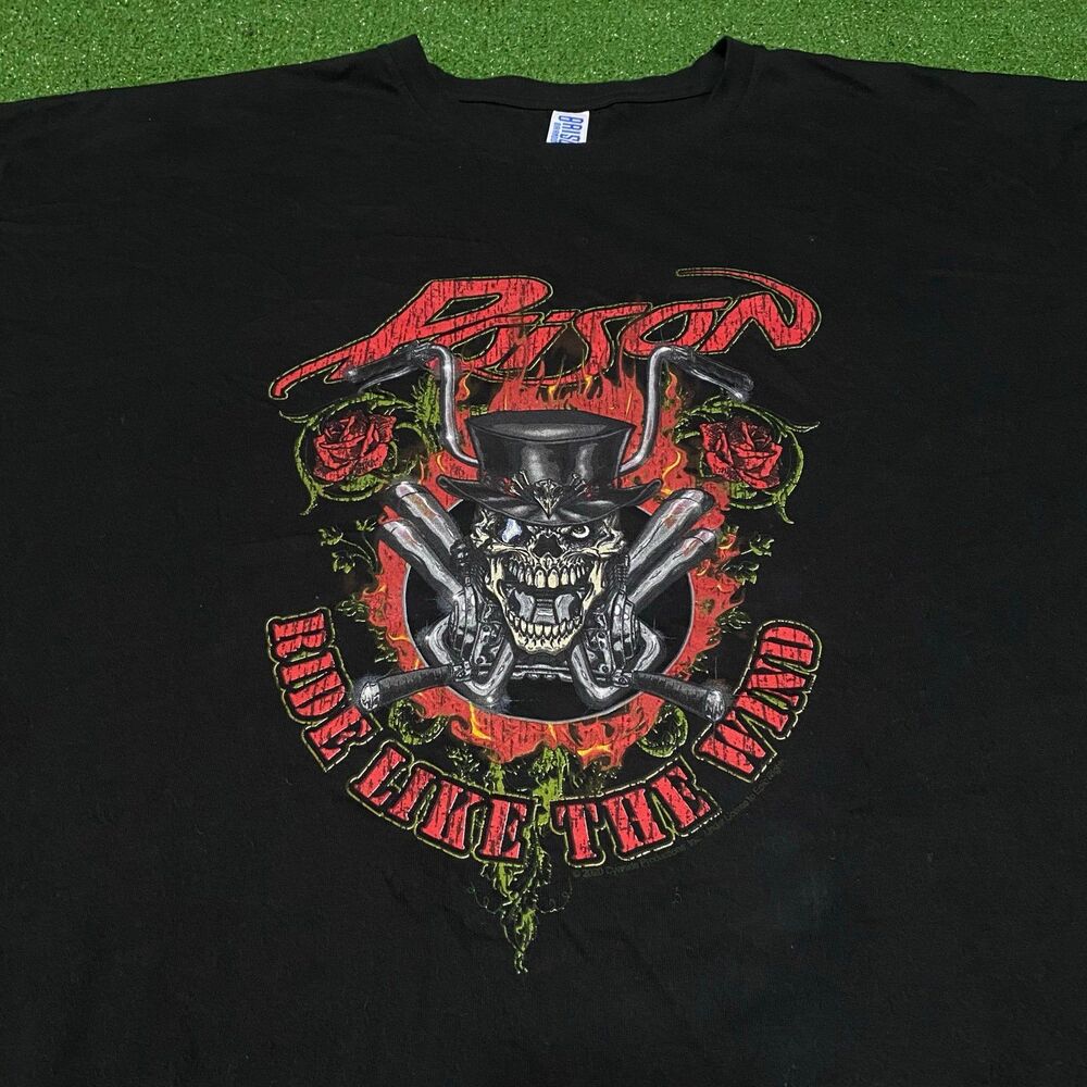 Poison Band Shirt Ride Like The Wind Graphic Tee Black Heavy Rock Merch 3XL